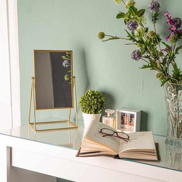 Nicola Spring 22cm X 39cm Gold Square Dressing Table Mirror