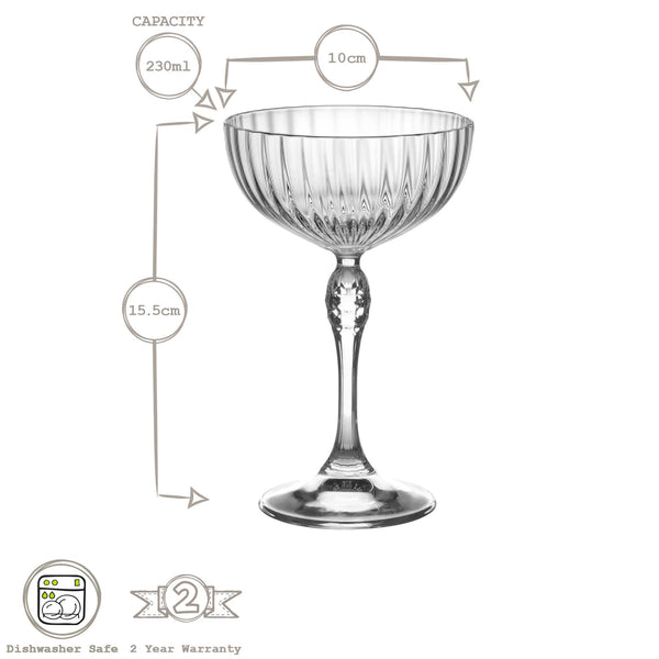 Nicola Spring 230ml America '20s Champagne Saucers - Pack Of Six