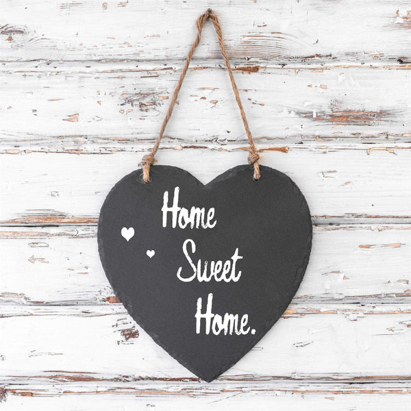 Nicola Spring 24.5cm Black Heart Slate Hanging Notice Board