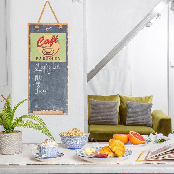 Nicola Spring 25.5cm Hand Printed Stoneware Dinner Plates - Pack Of Six