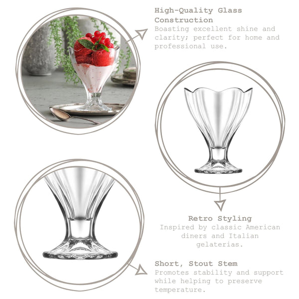 Nicola Spring 250ml Lily Glass Ice Cream Bowls - Pack Of Six