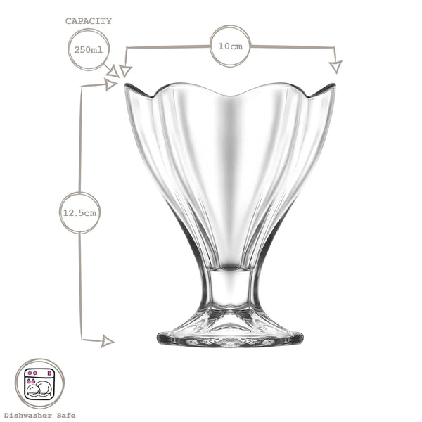 Nicola Spring 250ml Lily Glass Ice Cream Bowls - Pack Of Six