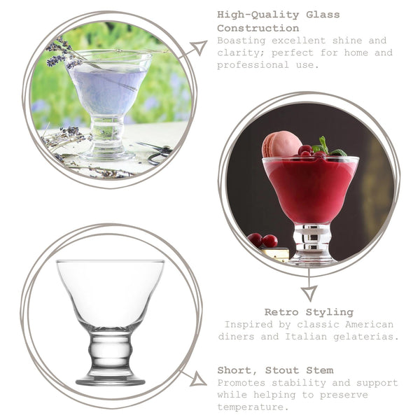 Nicola Spring 255ml Orion Glass Ice Cream Bowls - Pack Of 6