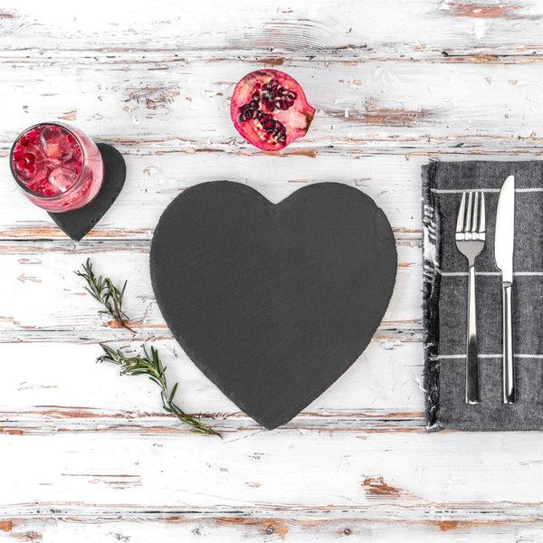 Nicola Spring 25cm Heart Slate Placemats - Pack Of Six