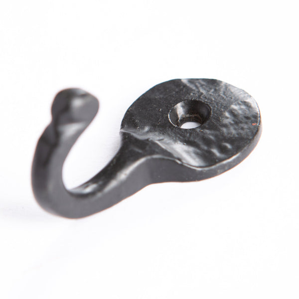 Nicola Spring 25mm X 45mm Black Hammered Round Plate Single Hook