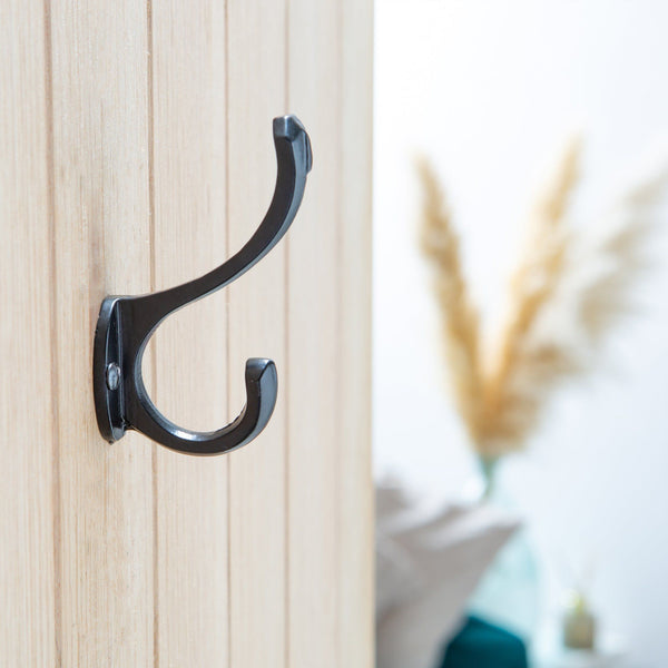 Nicola Spring 25mm X 85mm Black Bevelled End Hat & Coat Hook