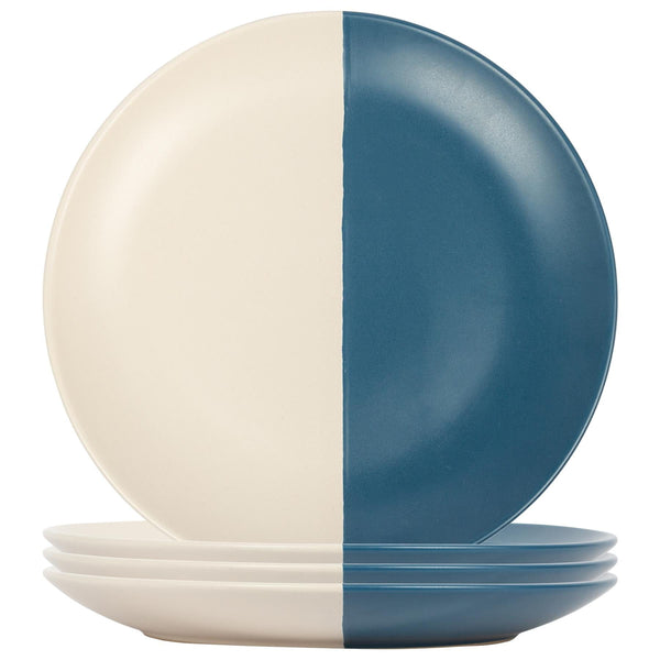 nicola spring 26.5cm Colour Block Stoneware Dinner Plates - Pack of 4