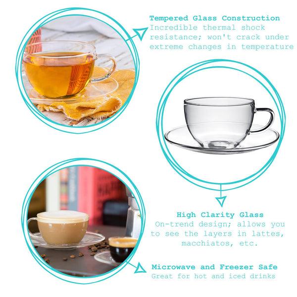 Nicola Spring 260ml Maximus Glass Cappuccino Cup & Saucer Set