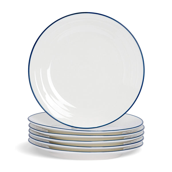 nicola spring 26cm Farmhouse White Porcelain Dinner Plates - Pack of Six
