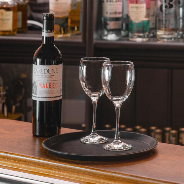 Nicola Spring 27.5cm Black Round Plastic Non-Slip Serving Tray