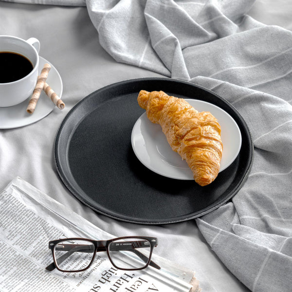 Nicola Spring 27.5cm Black Round Plastic Non-Slip Serving Tray