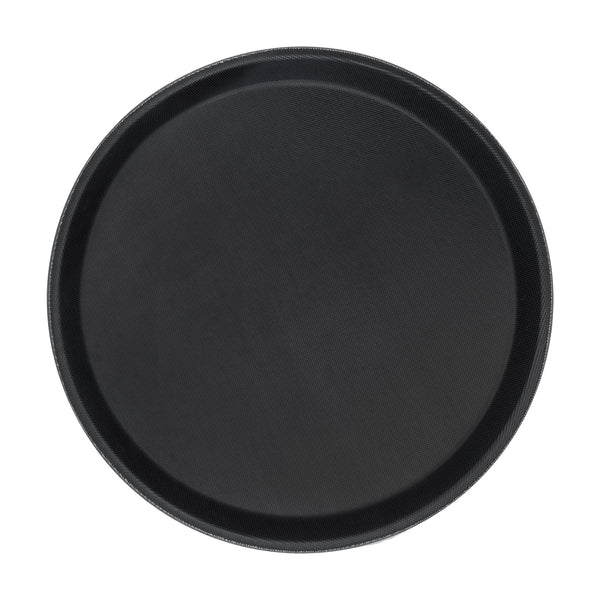 nicola spring 27.5cm Black Round Plastic Non-Slip Serving Tray