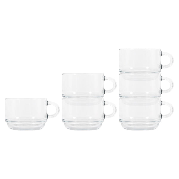 nicola spring 270ml Cozy Stacking Glass Coffee Cups - Pack of Six