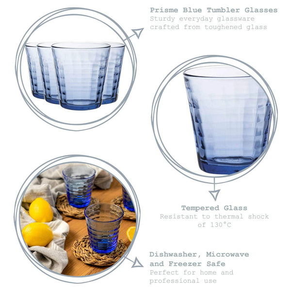 Nicola Spring 275ml Blue Prisme Water Glasses - Pack Of Four