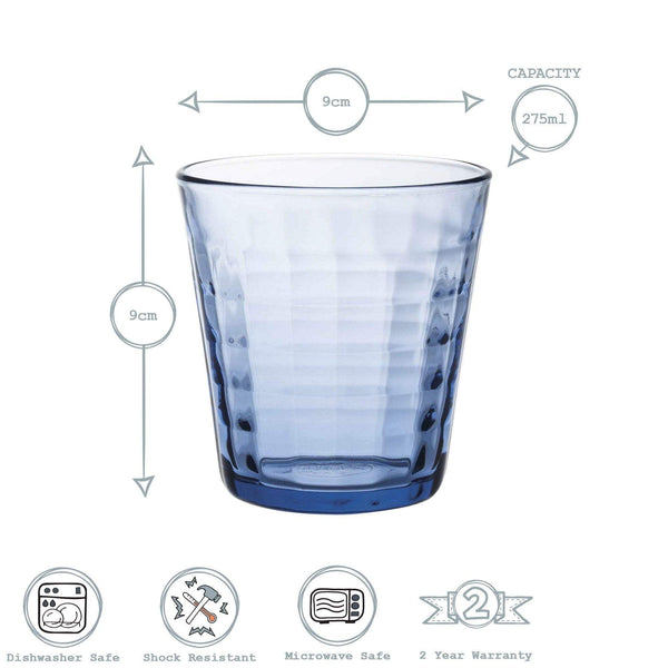 Nicola Spring 275ml Blue Prisme Water Glasses - Pack Of Four