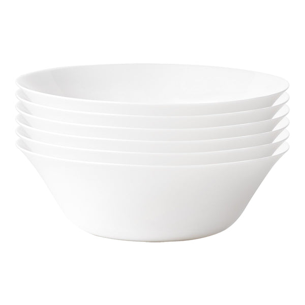 nicola spring 27cm White Moon Glass Salad Bowls - Pack of Six