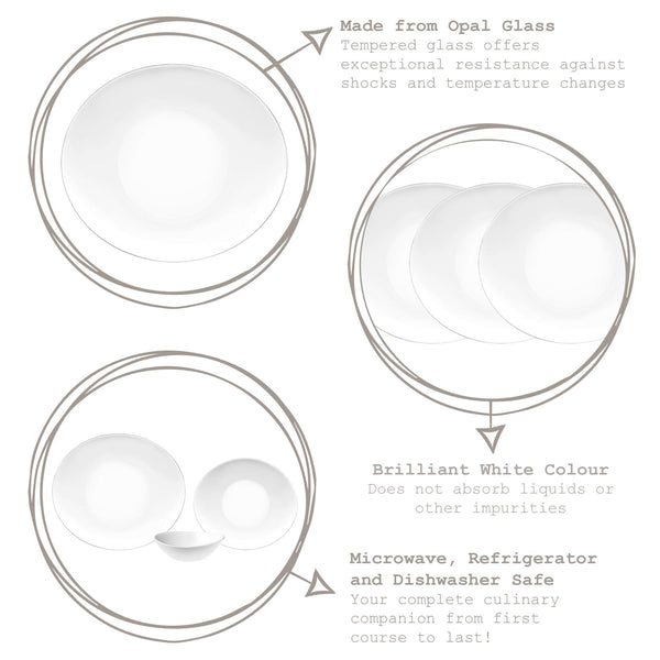 Nicola Spring 27cm White Prometeo Glass Dinner Plates - Pack Of Six
