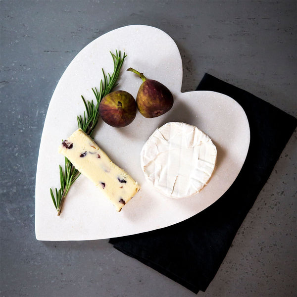 Nicola Spring 27cm X 25cm White Heart Marble Chopping Board