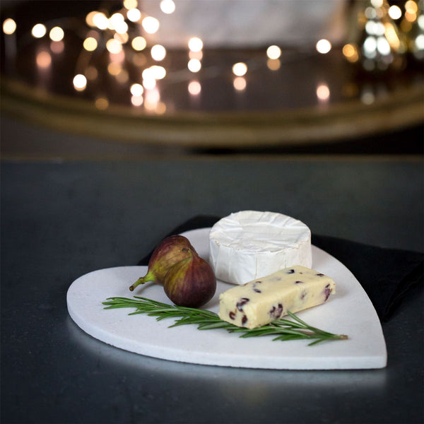 Nicola Spring 27cm X 25cm White Heart Marble Chopping Board