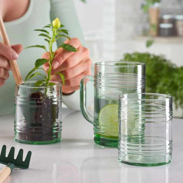 Nicola Spring 280ml Aware Tincan Recycled Glass Tumblers - Green - Pack Of Four