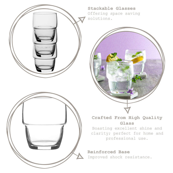 Nicola Spring 285ml Galata Stacking Tumbler Glasses - Pack Of Six