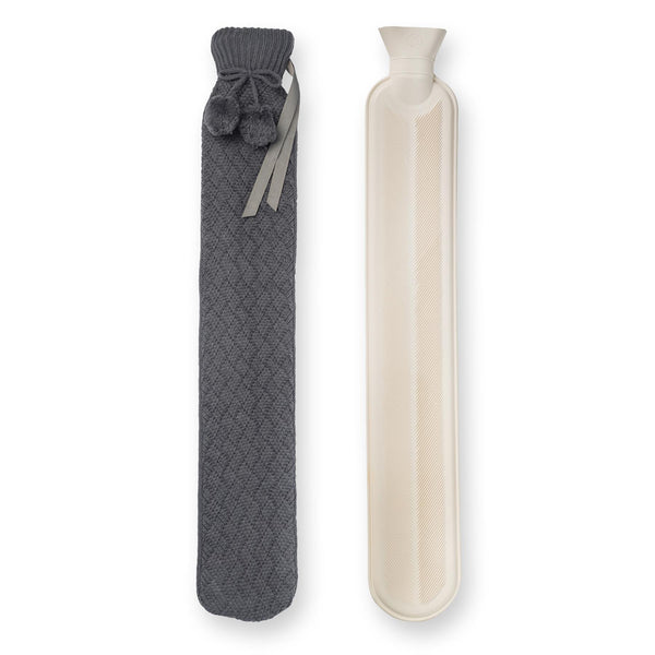 nicola spring 2L Pom Pom Knitted Long Hot Water Bottle & Cover Set