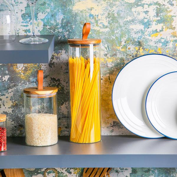 Nicola Spring 2L Scandi Storage Jar With Leather Loop Lid