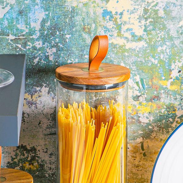 Nicola Spring 2L Scandi Storage Jar With Leather Loop Lid