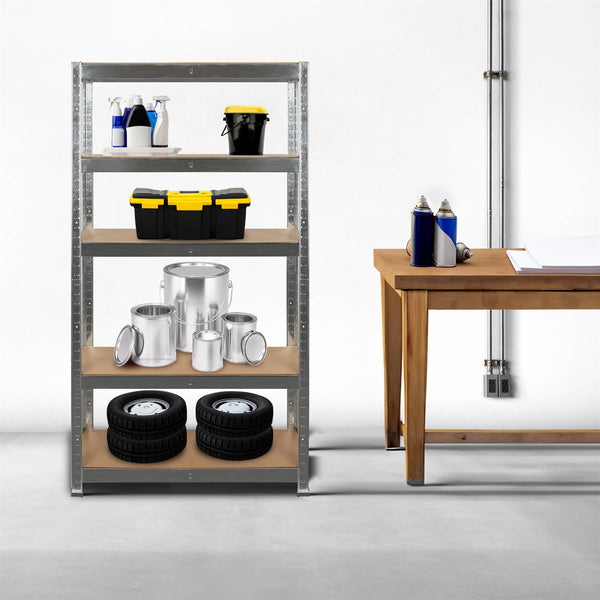 Nicola Spring 2pc 5-Tier Steel Garage Shelving Units Set - 90 X 40 X 180cm - Galvanised