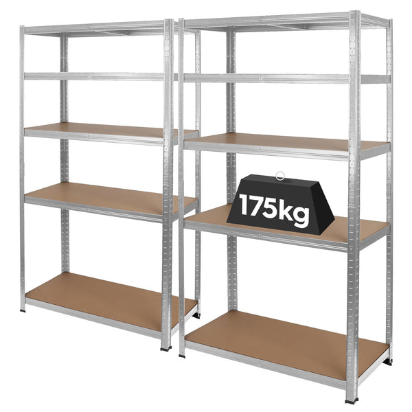 nicola spring 2pc 5-Tier Steel Garage Shelving Units Set - 90 x 40 x 180cm - Galvanised