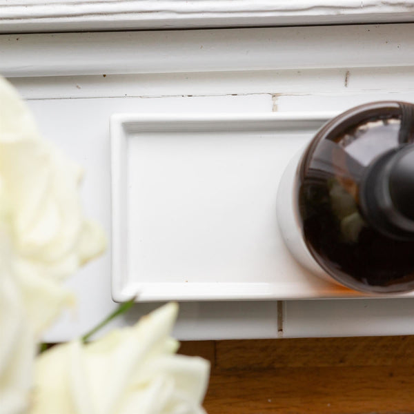 Nicola Spring 2pc 500ml Glass Soap Dispenser With Black Labels & Ceramic Tray