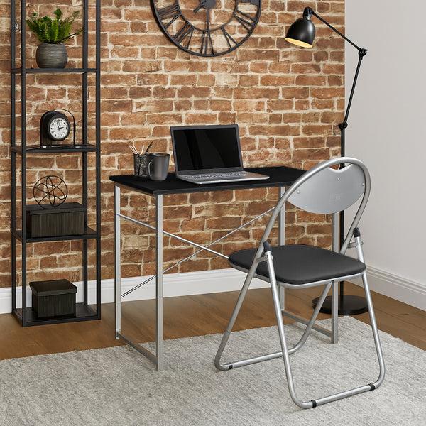 Nicola Spring 2pc Black Metal Industrial Office Desk & Chair Set