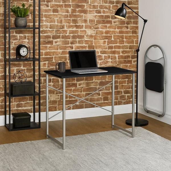 Nicola Spring 2pc Black Metal Industrial Office Desk & Chair Set