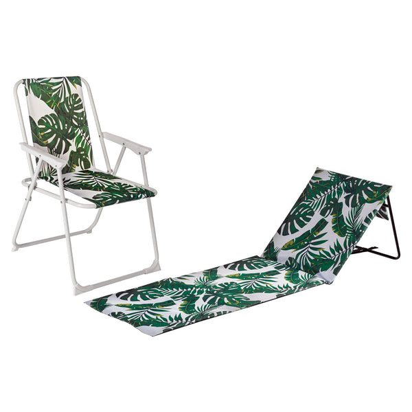 nicola spring 2pc Folding Beach Chair & Lounger Set - Banana Leaf