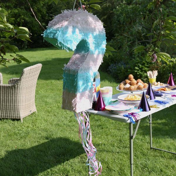 Nicola Spring 2pc Gender Reveal Pull String Large Pinata Set With Blindfold
