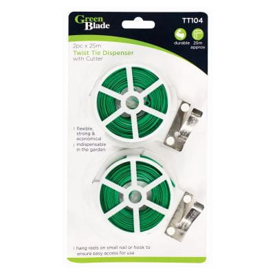 nicola spring 2pc Green Twist Tie Dispenser & Cutter Set - 25m