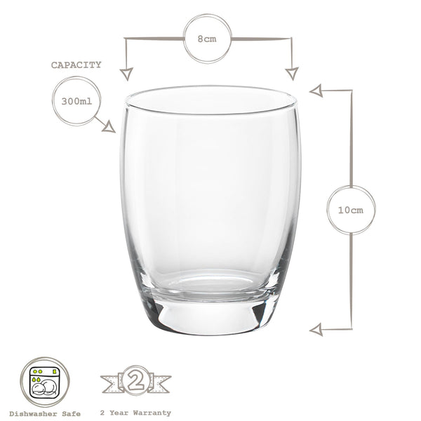 Nicola Spring 300ml Fiore Tumbler Glasses - Pack Of Six