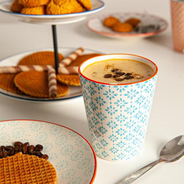 Nicola Spring 300ml Hand Printed Stoneware Tumblers - Pack Of Six