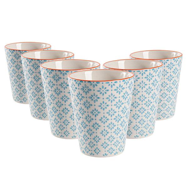 nicola spring 300ml Hand Printed Stoneware Tumblers - Pack of Six