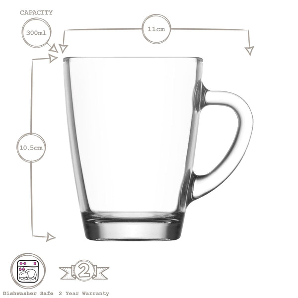 Nicola Spring 300ml Vega Glass Coffee Mugs - Pack Of Six