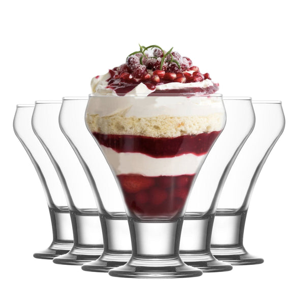 nicola spring 305ml Clear Frosty Glass Ice Cream Bowls - Pack of Six