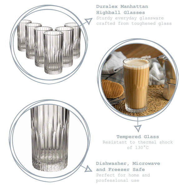 Nicola Spring 305ml Manhattan Highball Glasses - Pack Of Six