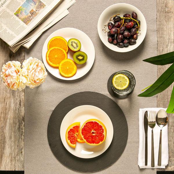 Nicola Spring 30cm Black Round Linea Slate Placemats - Pack Of Six