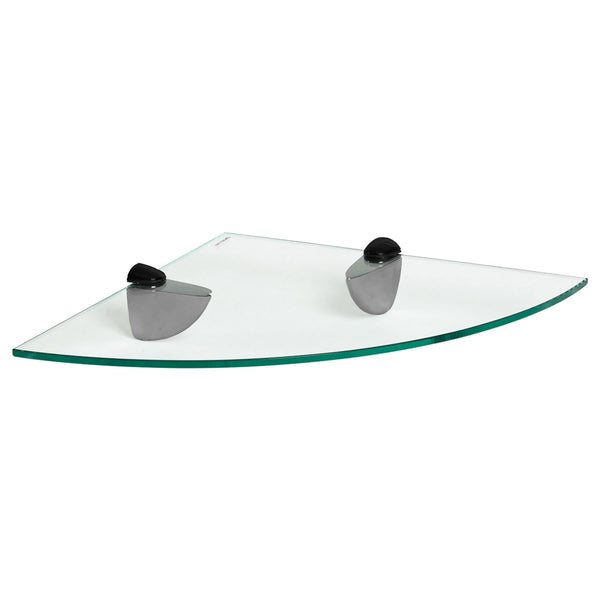 nicola spring 30cm Floating Glass Corner Shelf with Black Fixings