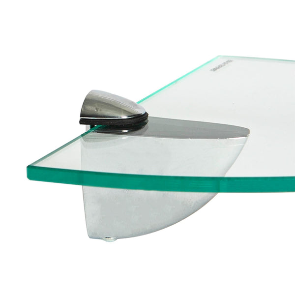 Nicola Spring 30cm Floating Glass Corner Shelf With Chrome Fixings