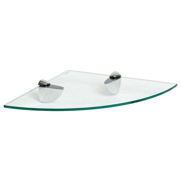 nicola spring 30cm Floating Glass Corner Shelf with Chrome Fixings