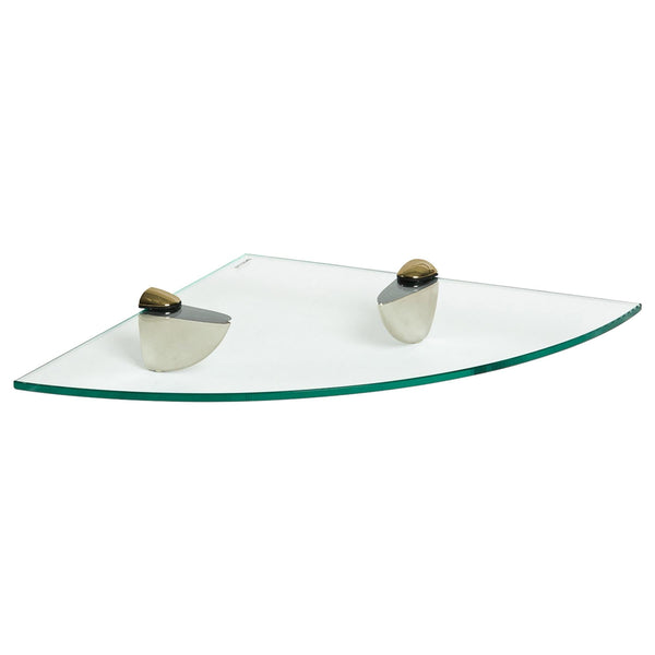 nicola spring 30cm Floating Glass Corner Shelf with Gold Fixings