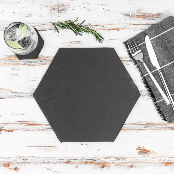 Nicola Spring 30cm Hexagon Slate Placemats - Pack Of Six