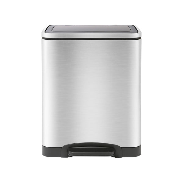 Nicola Spring 30L (2 X 15L) Stainless Steel Double Kitchen Pedal Bin