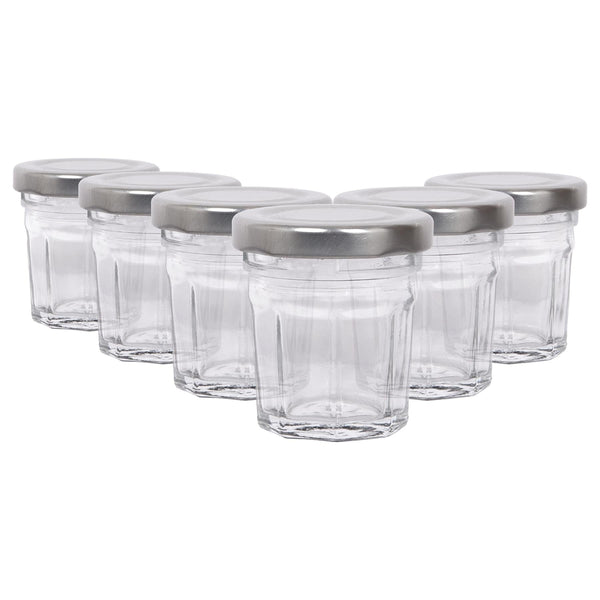 nicola spring 30ml Glass Jam Jars with Lids - Pack of 6